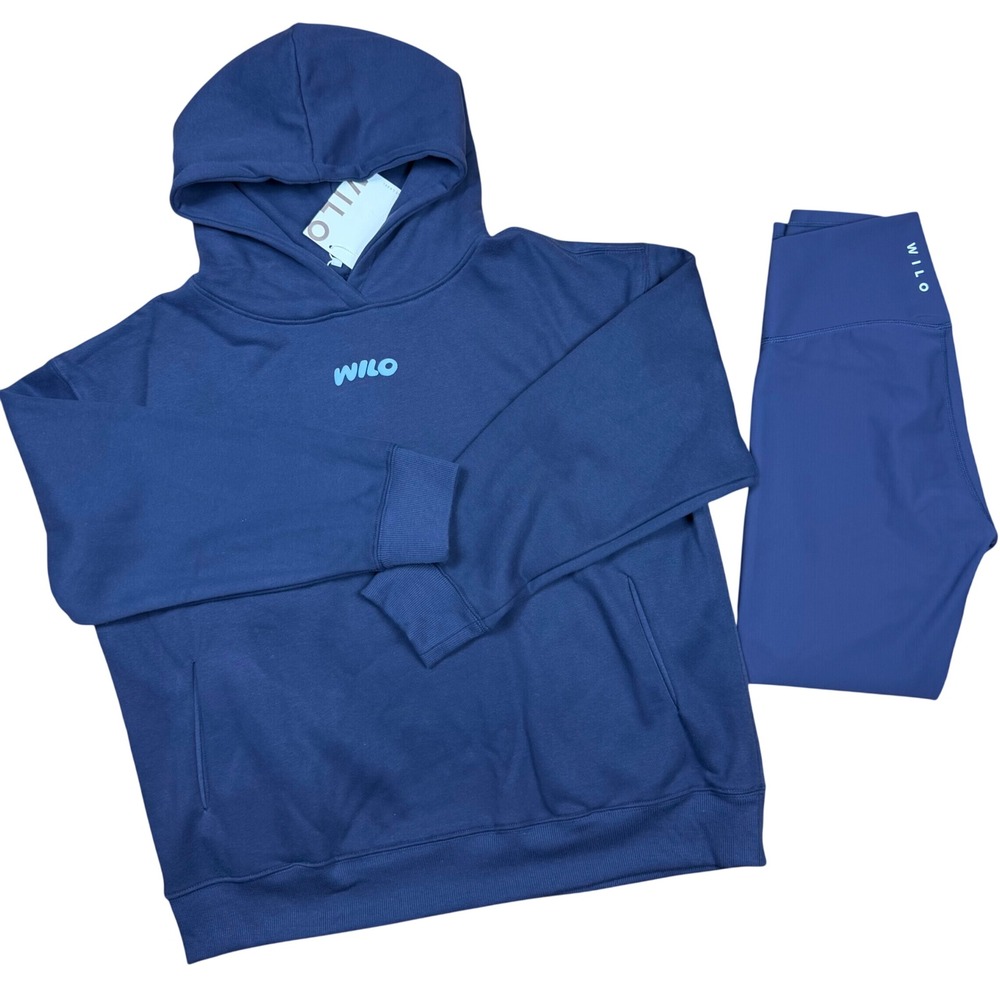 Wilo The Label Size M Wellness Club Hoodie & Leggings Set Navy Athleisure NEW